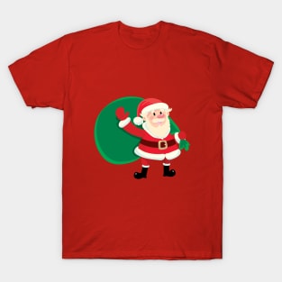 Santa Claus with a big green bag of gifts T-Shirt